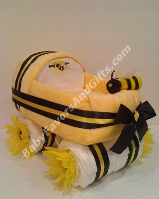 Busy-Bee Baby Carriage Diaper Cake