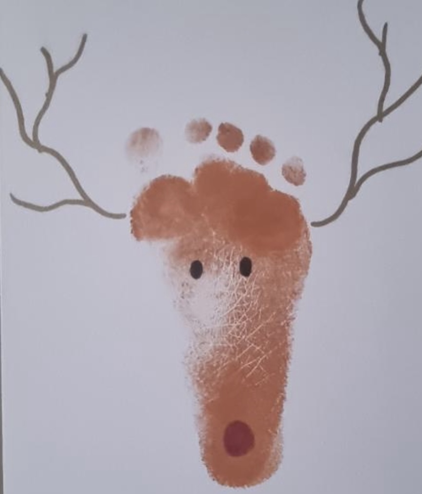 reindeer baby footprint art