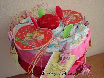 pink diaper bouquet