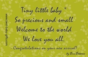 green background with tree branches and leafs and tiny little baby poem as text