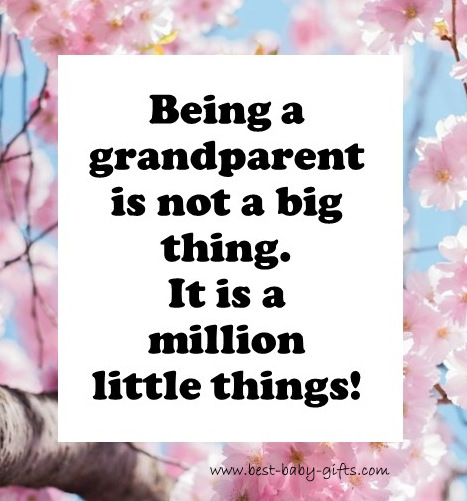 a frame of pink cherry tree flowers and the quote: being a grandparent is not a big thing...