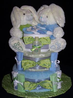 Bunny Diaper Cake - Twins