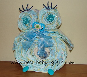 boy diaper owl in blue with big blue bow