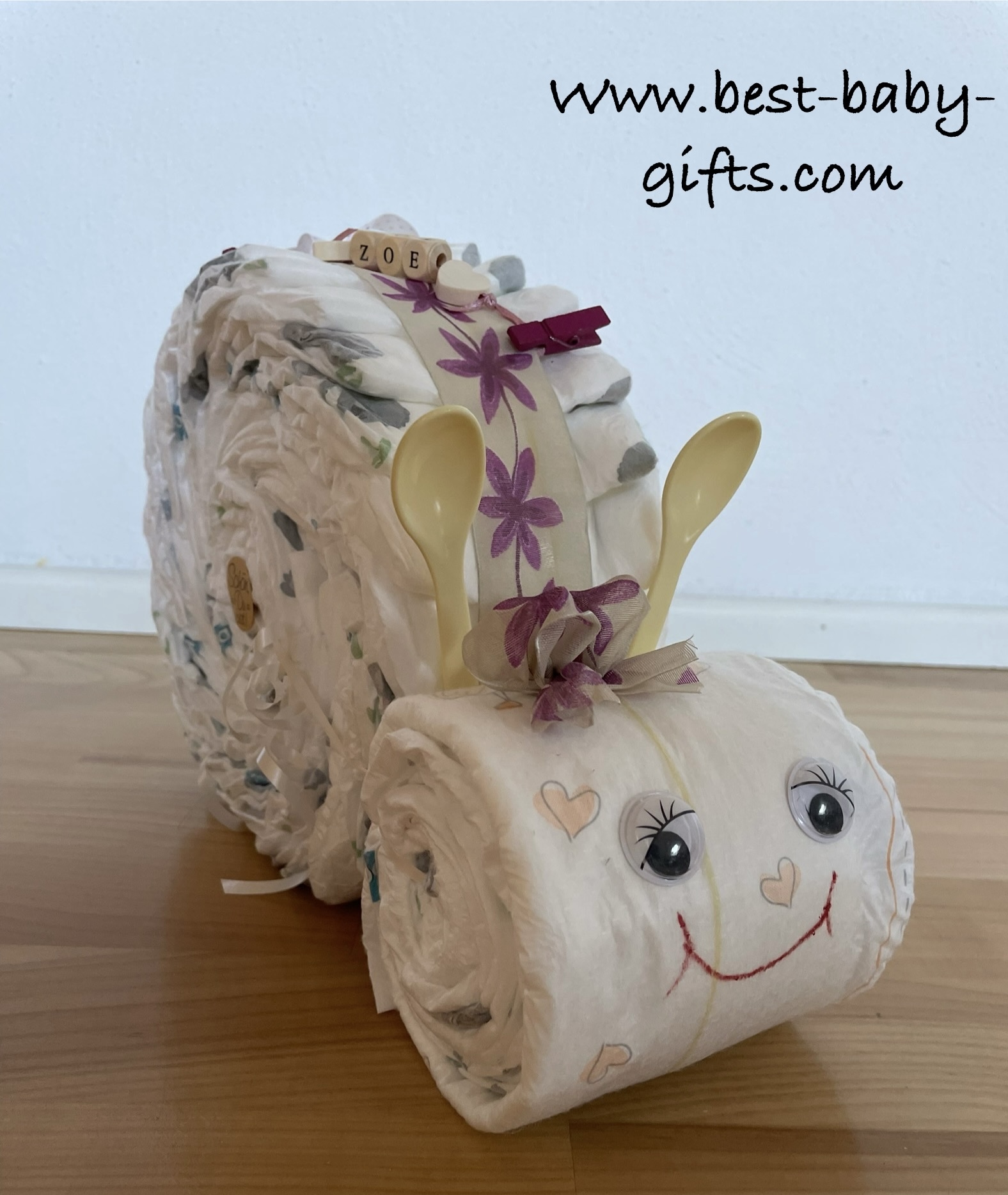 diaper snail personalized for Zoe
