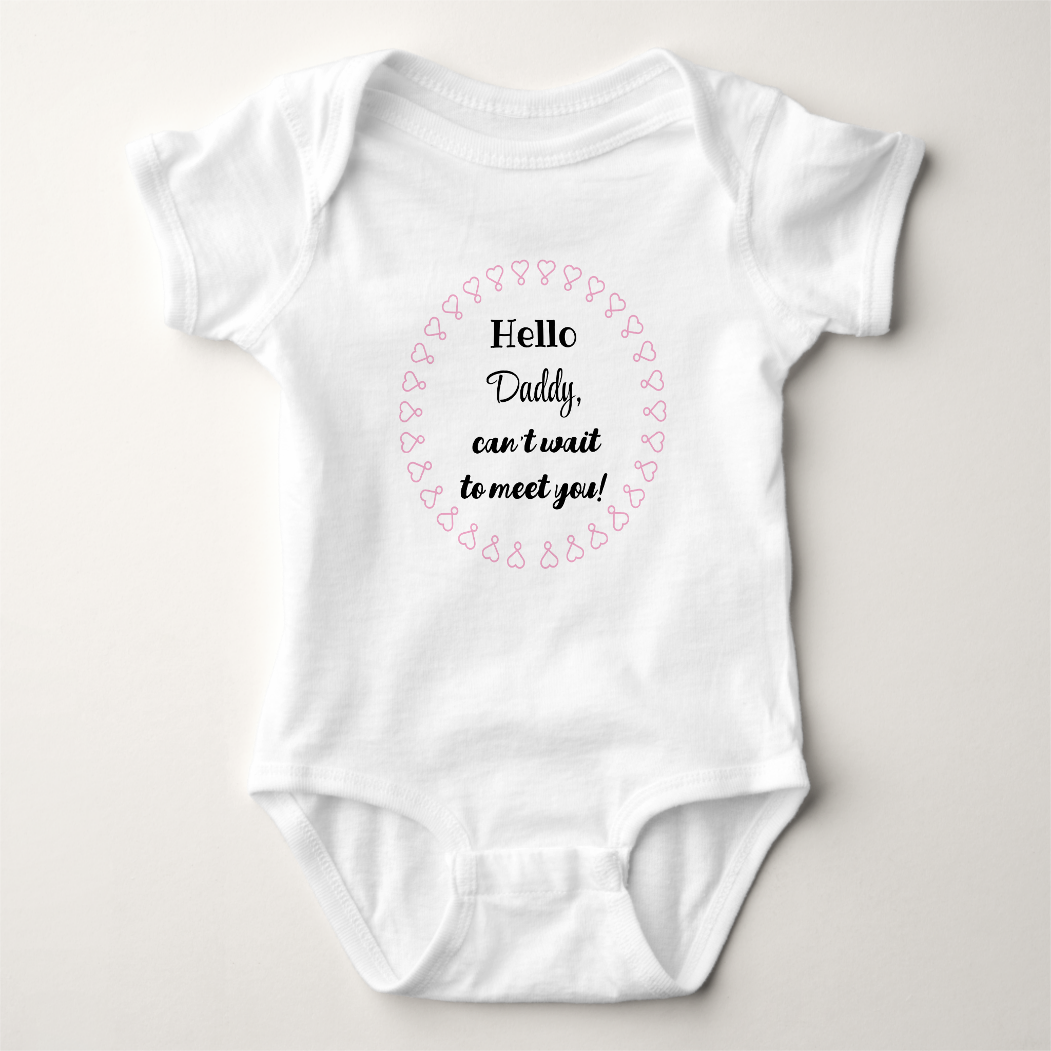 it's a girl baby bodysuit - for pregnancy announcement to daddy or family, text in black and pink