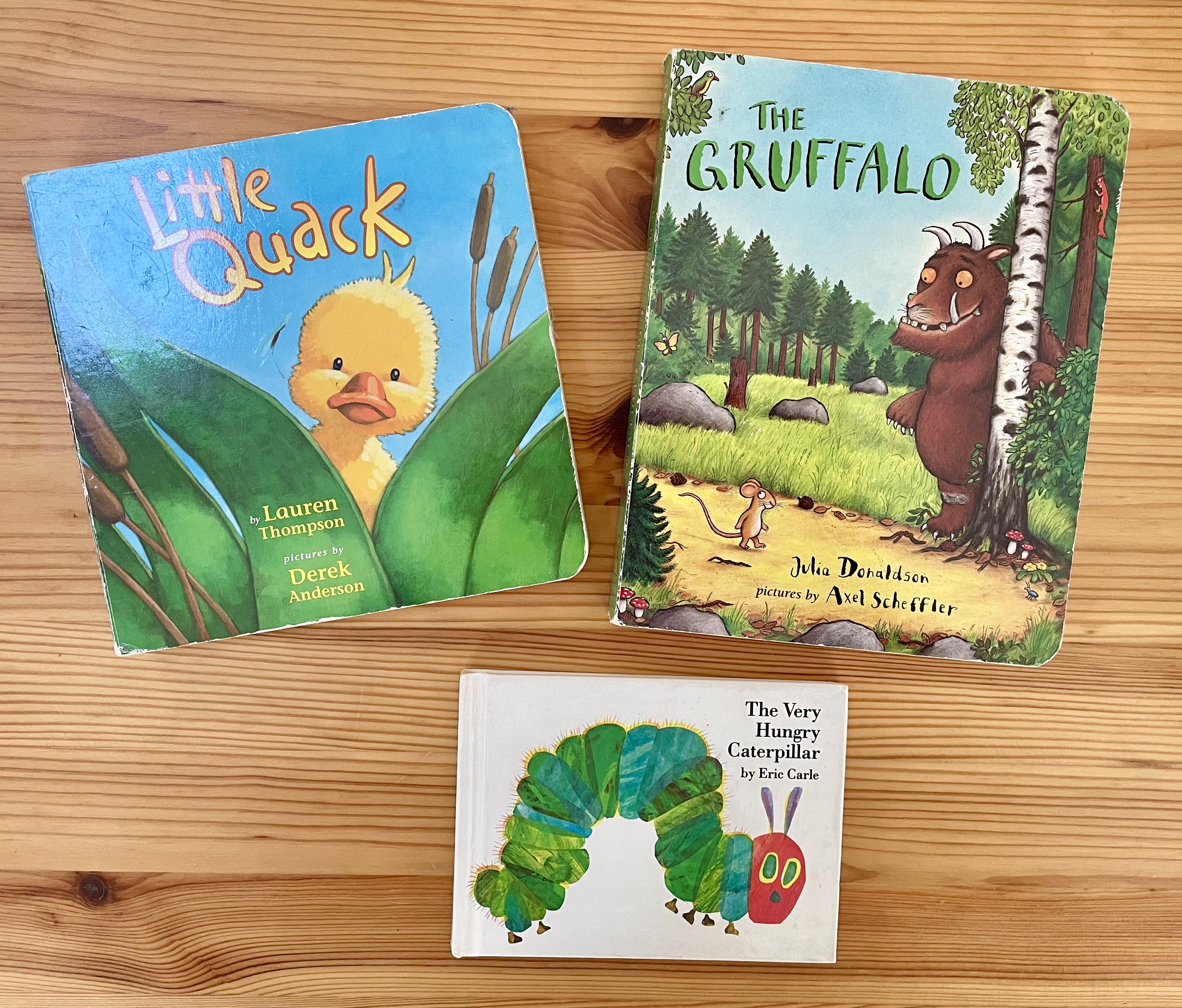 books to read with baby: The Gruffly, Little Quack and The Very Hungry Caterpillar Board Books