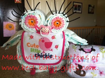 Girl Owl Diaper Cake