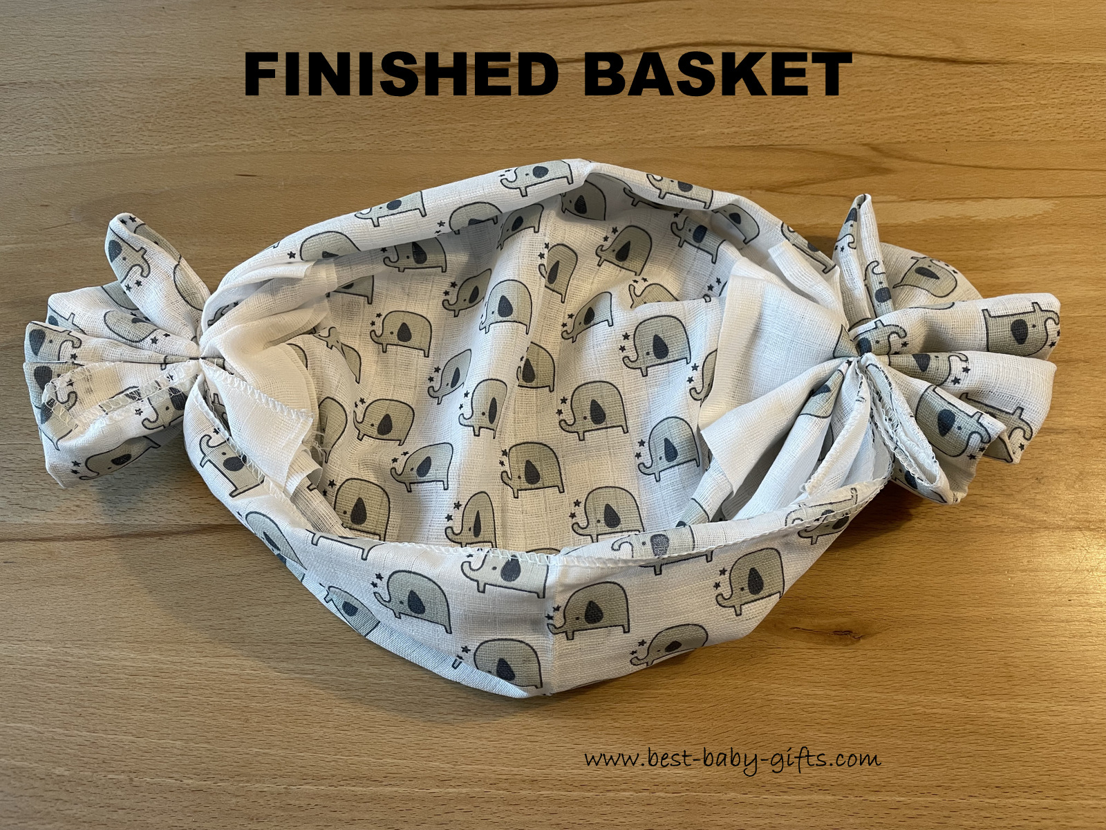 burp cloth folded to use as a basket