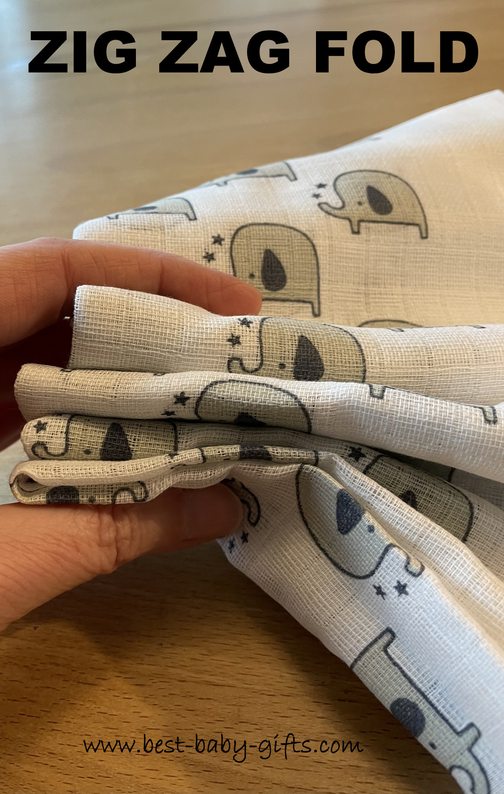 close up of the zig zag fold