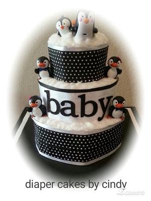 penguin diaper cake