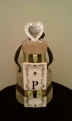 Bridal Shower Towel Cake (with items from the bride's registry)