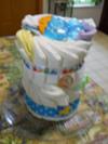 small diaper cake made from leftovers