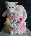 Pink Kitty Themed Diaper Cake 