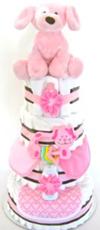 Pink Puppy Diaper Cake