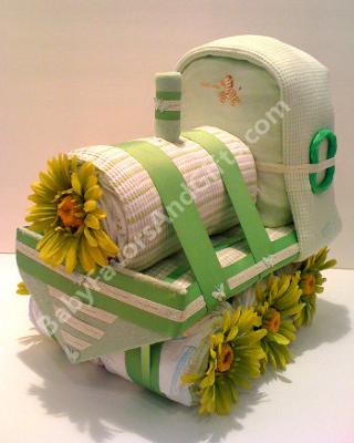 Green Train Diaper Cake