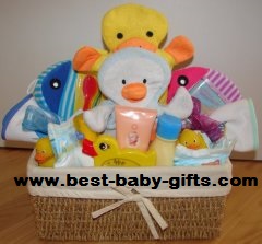 small but colorful twin babies gift basket, for girl & boy twins