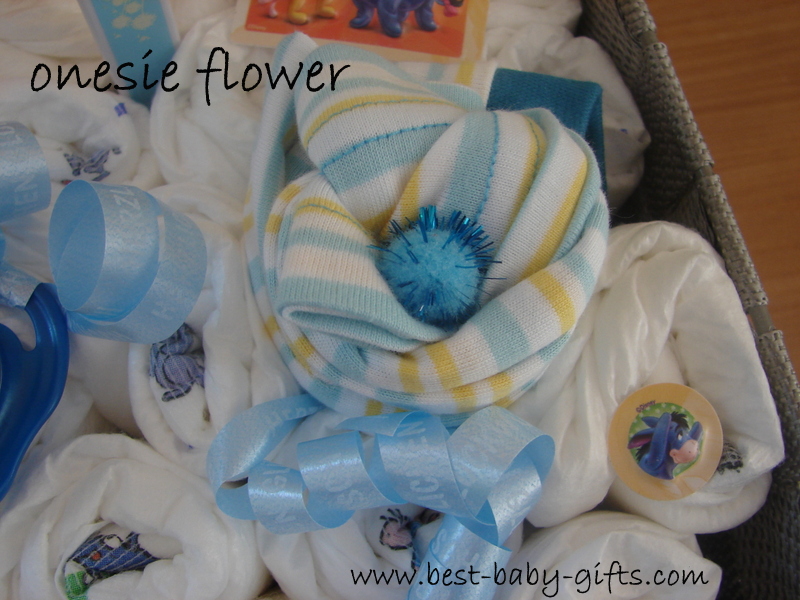 detail of a onesie flower in the basket